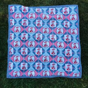 Petticoats and Pantaloons Red Blue White Quilt Baby Blanket Handmade